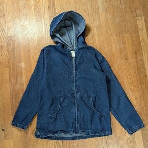 💙 Vintage Chic Denim Hoodie Jacket | Size L Regular | 90s Vibes Everyday Cool